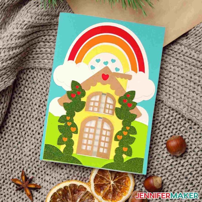 Cute and colorful DIY greeting card made using a Cricut machine