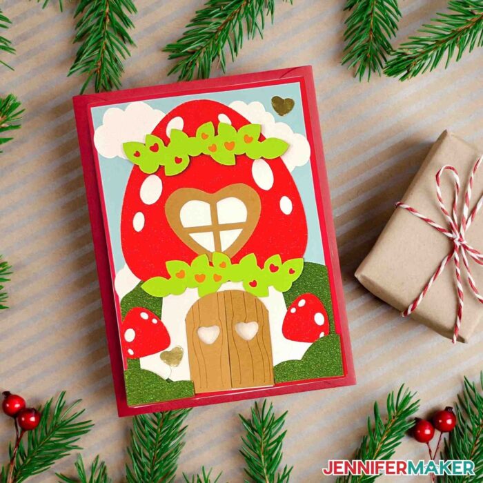 DIY greeting card on a festive background