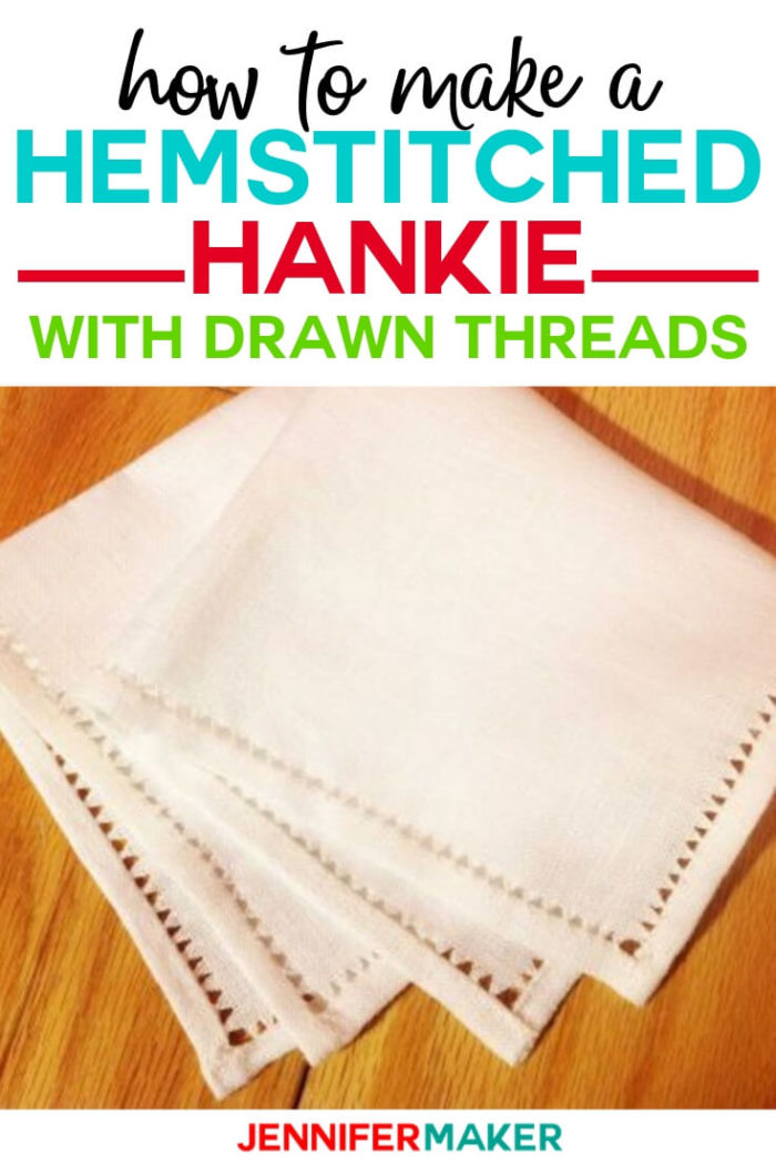 Learn how to create basic hand hemstitching drawn thread work in this hemstitched handkerchief tutorial.  #diy #tutorial #sewing