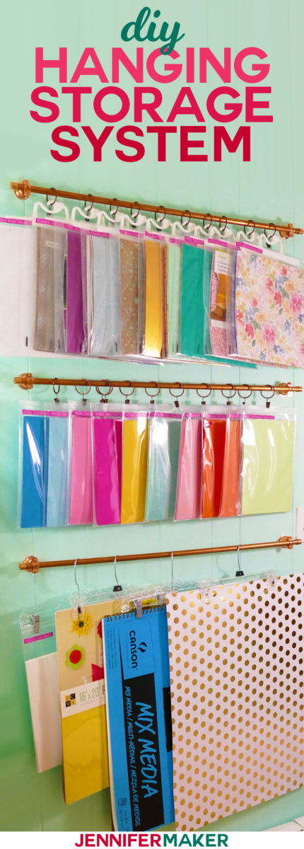 DIY hanging storage system for craft supplies and tools #craftroom #storage #hanging #organization