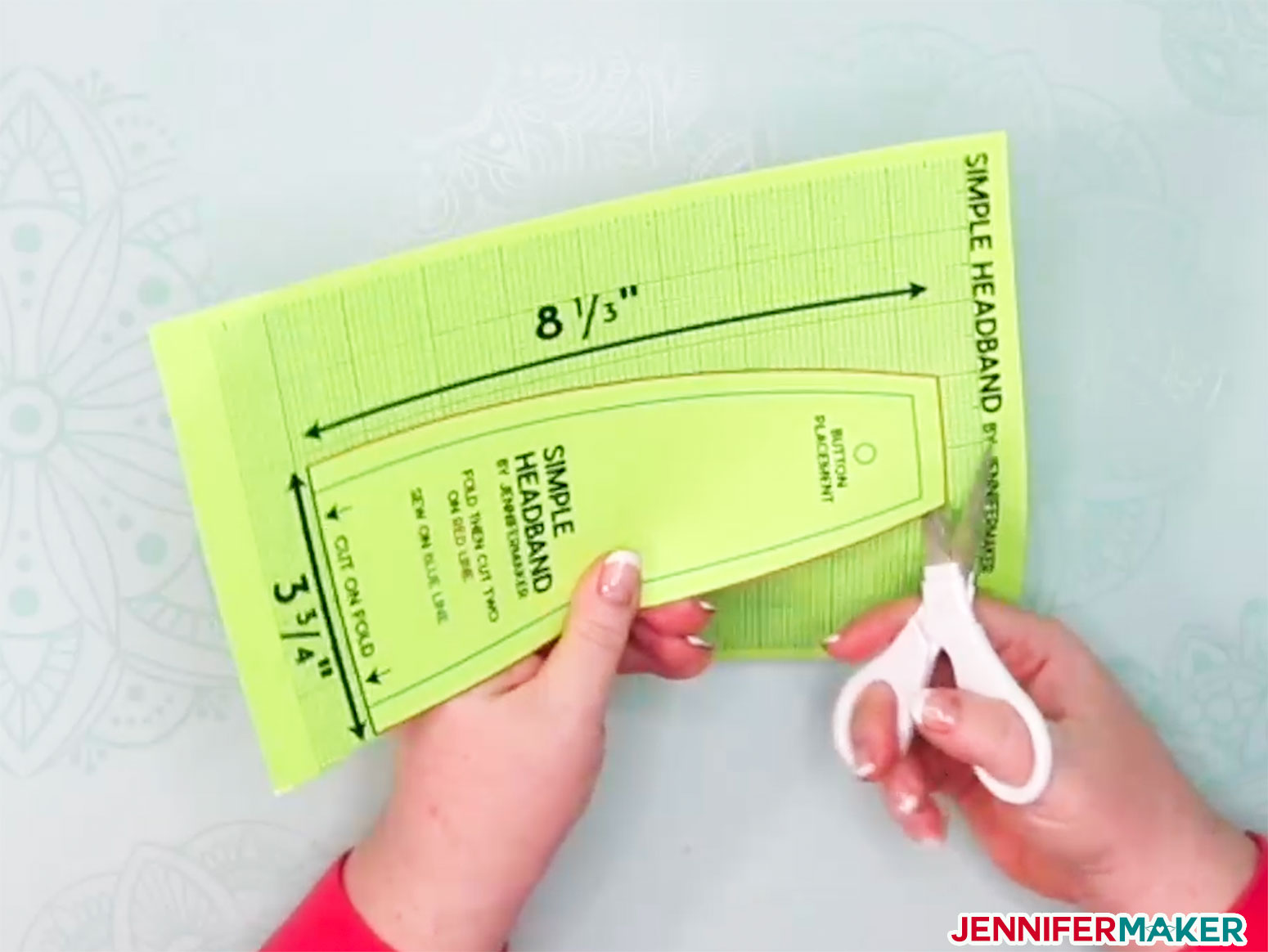 Cutting out a DIY Headband with Buttons pattern from cardstock