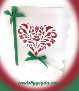 White and red heart cutwork card designed by JenniferMaker and made by CardsbyGeyda