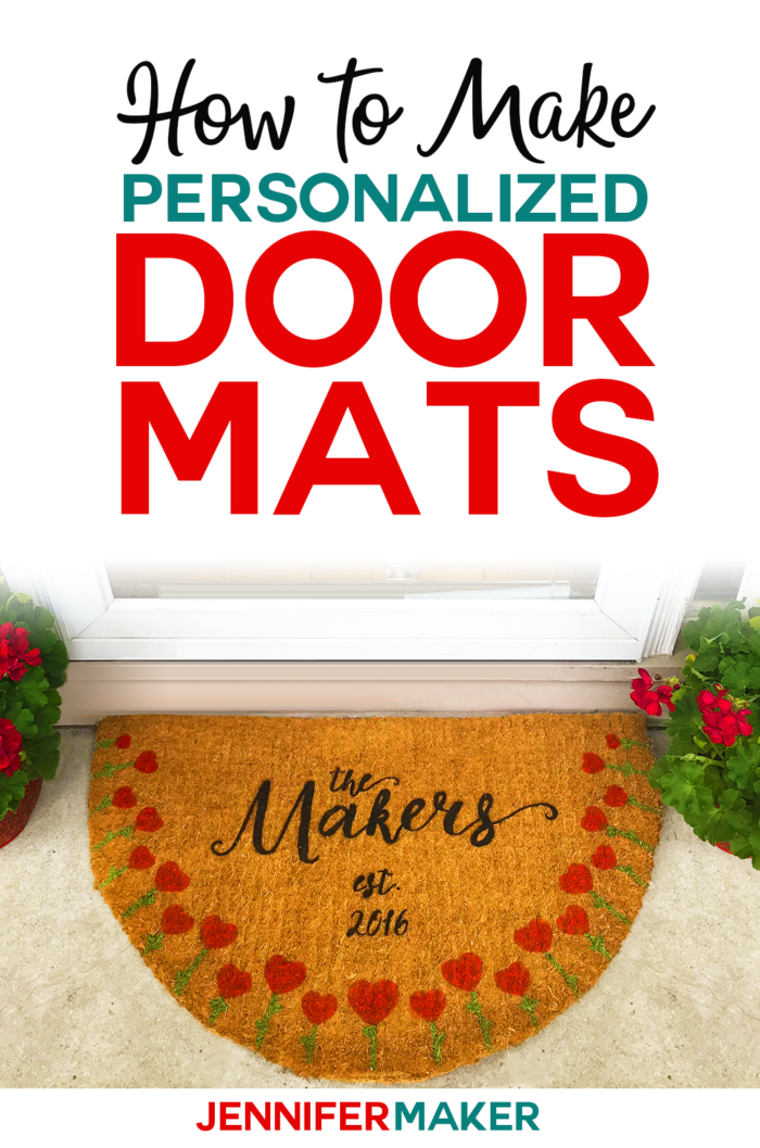 DIY Personalized Door Mats made on a Cricut -- Find out which the best stencil, paint, and sealer to use for the best and longest lasting DIY painted door mats! #cricut #doormat #cricutmade #porchdecor