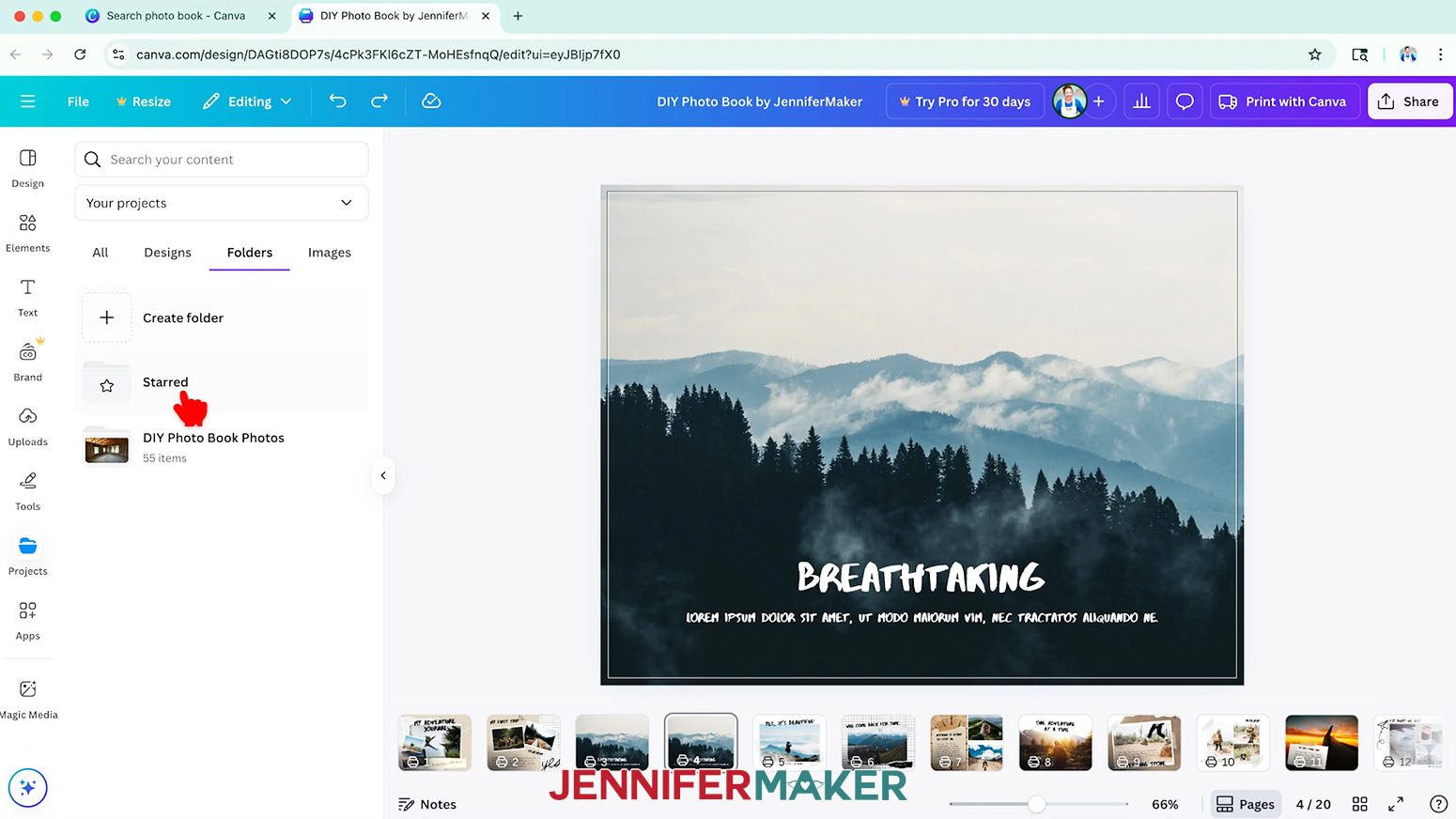 Click &ldquo;Projects&rdquo; on the left side in Canva and then click &ldquo;Folders.&rdquo;