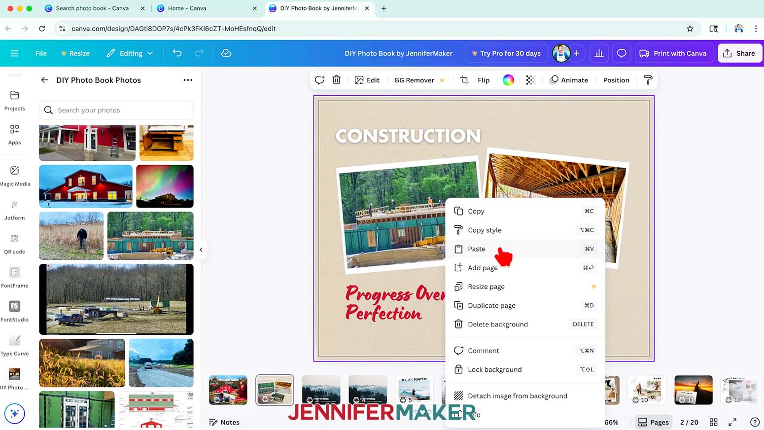 Go to the page in Canva where you want to place your copied element, right-click your mouse, and then click &ldquo;Paste.&rdquo;
