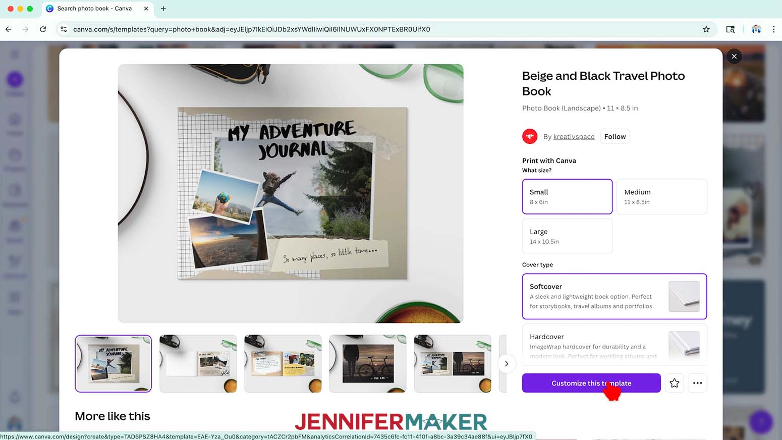 Click the &ldquo;Customize this template&rdquo; button in Canva.