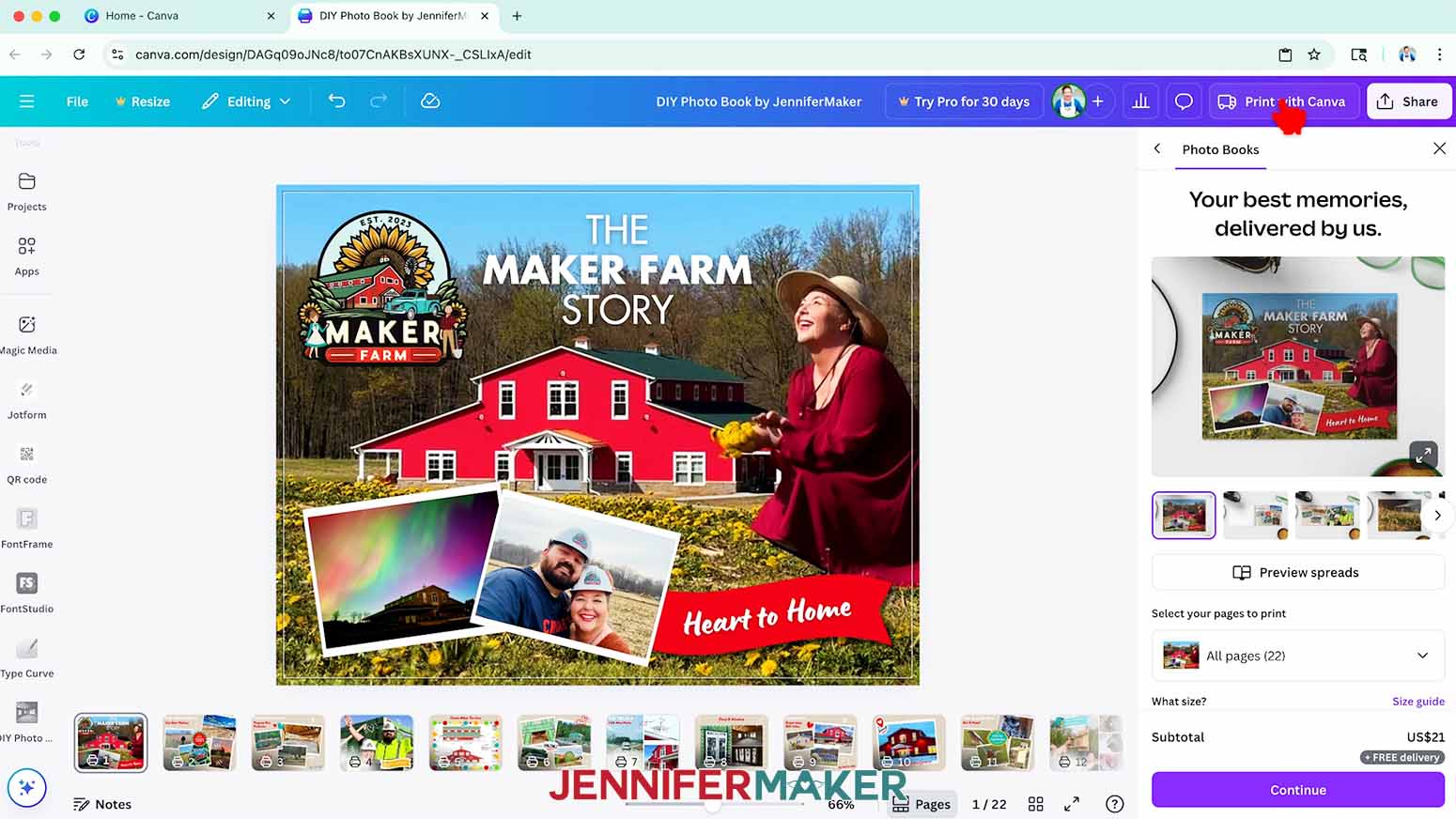Click the button at the top right that says &ldquo;Print with Canva.&rdquo;