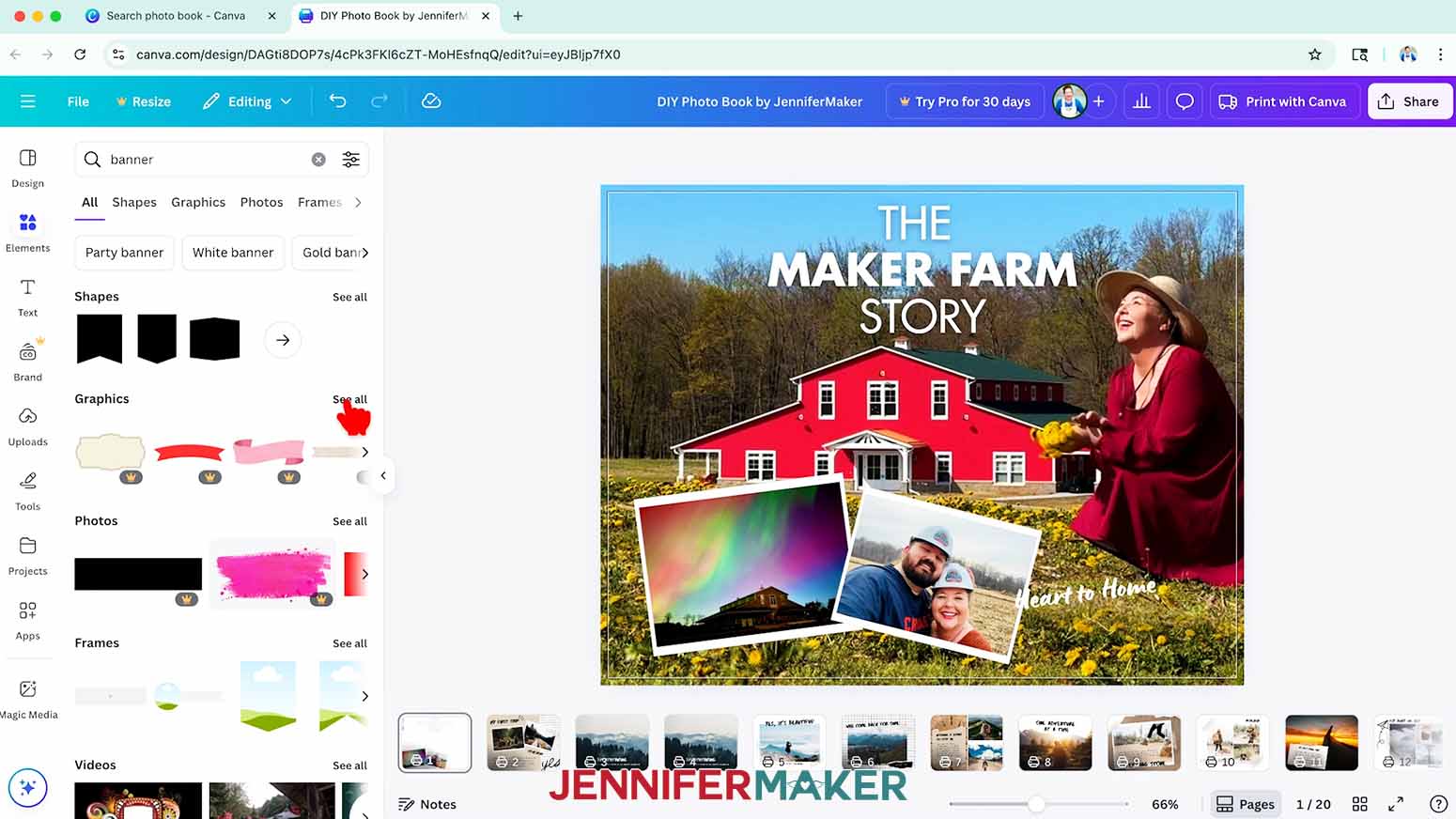In Canva's Elements panel, click &ldquo;See all&rdquo; to expand a section to see more available options in that category.