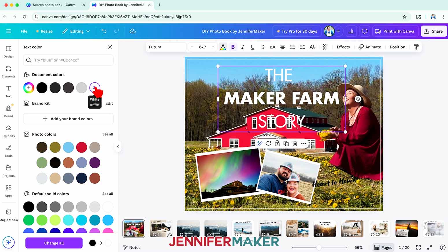 To change the color of text in Canva, click the toolbar button with the letter &ldquo;A&rdquo; above a color box and choose a new option from the menu.