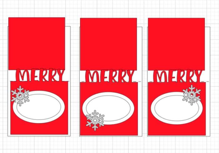 Merry Place Card with snowflakes uploaded to Design Space