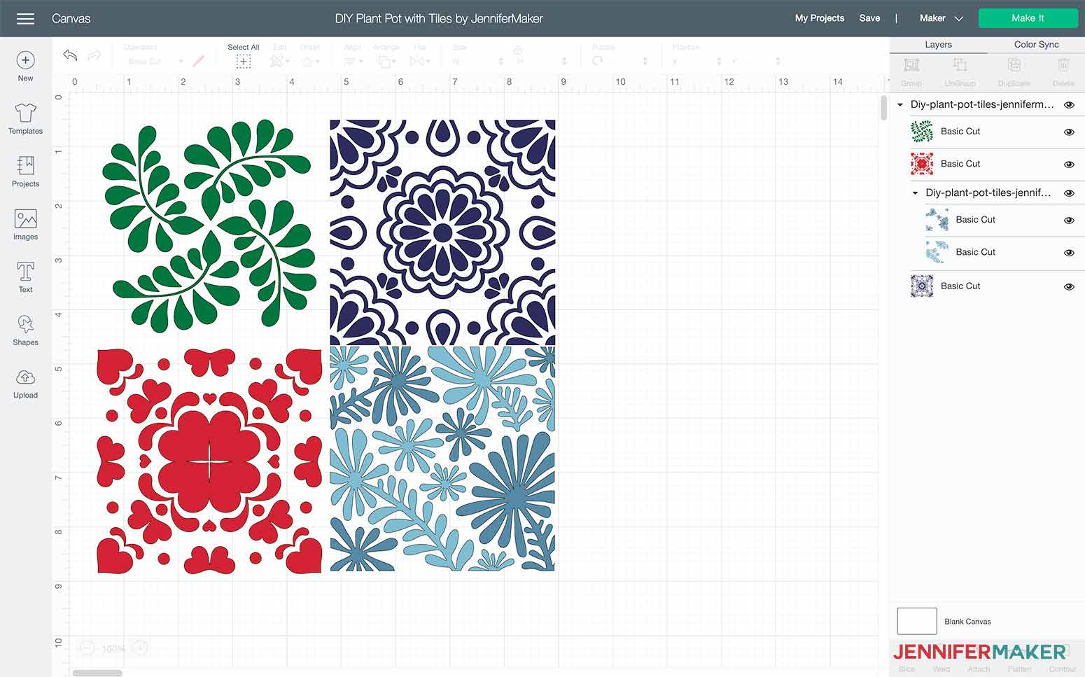 This is what my DIY plant pot with tiles looks like in Cricut Design Space