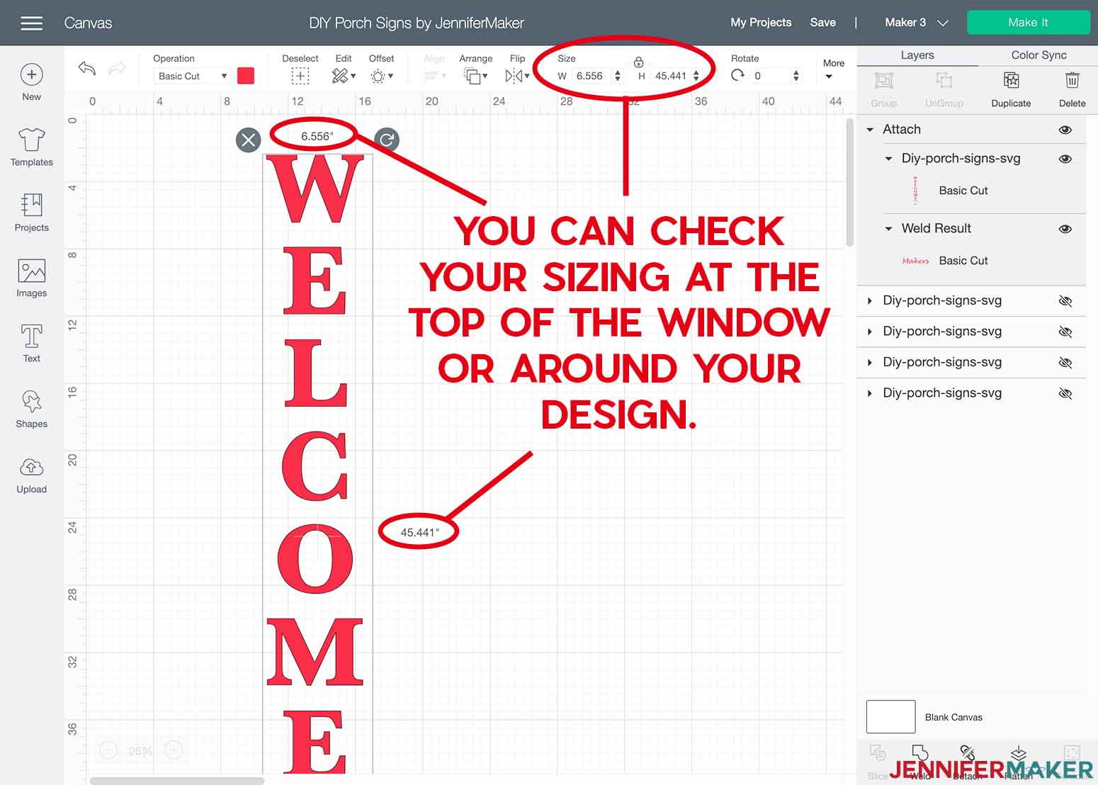 DIY Porch Signs Cricut Design Space Confirm Design Size