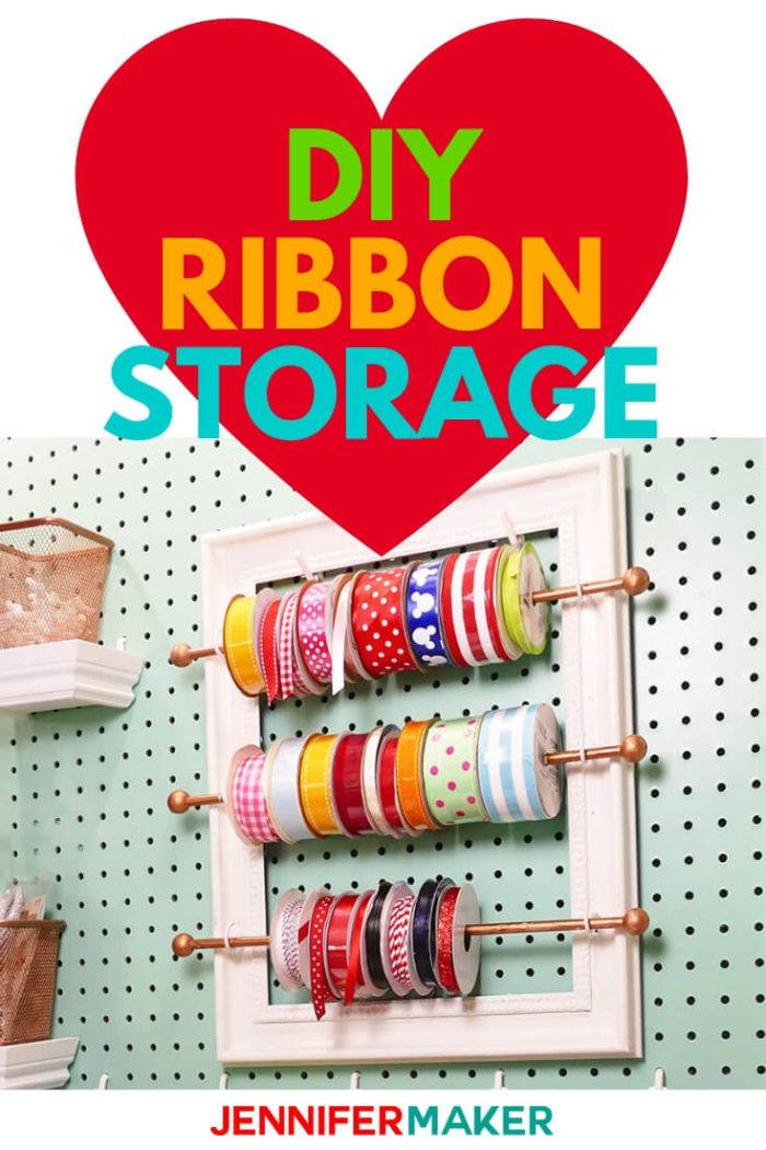 This DIY Ribbon Organizer with frame will help keep your craft space organized while still having access to your supplies. #craftroom #tutorial