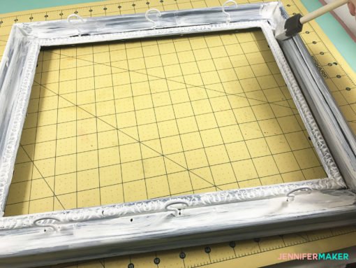 Painting the frame for my DIY ribbon organizer