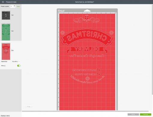 Mirror the images on all layers of your DIY Santa Sack in Cricut Design Space