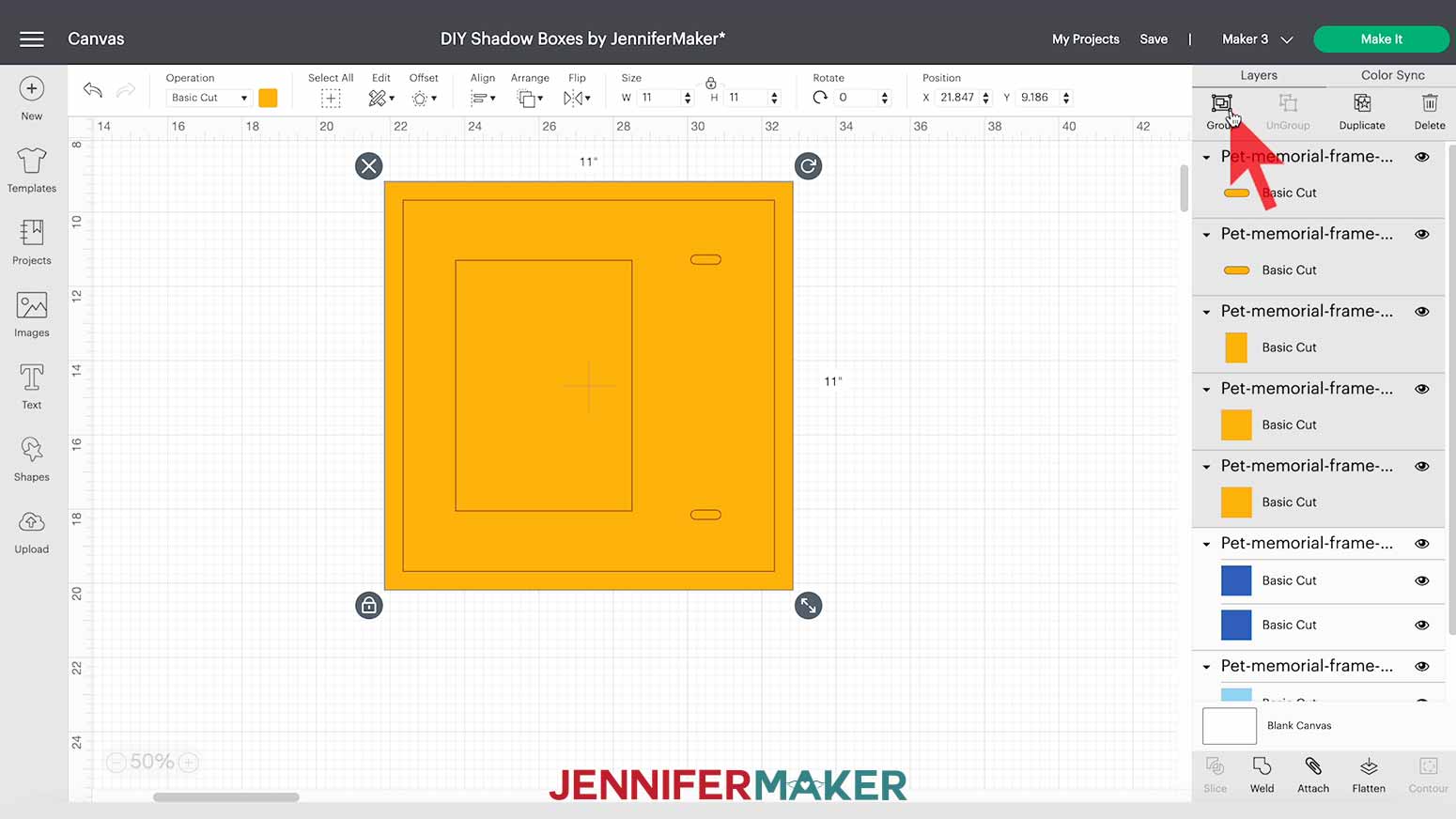 Grouping DIY shadow box mat layers