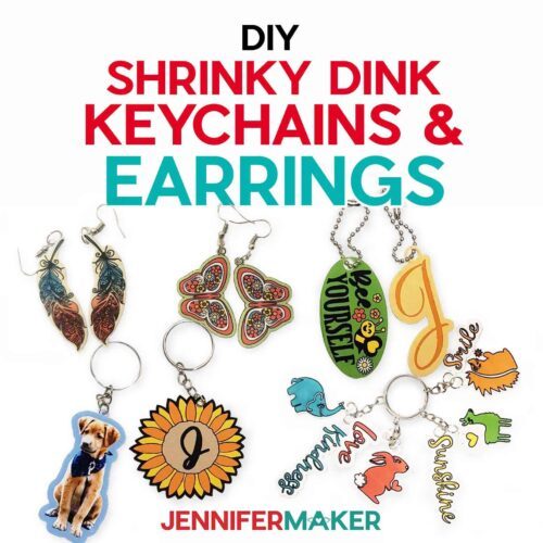 How to make Colorful DIY Shrinky Dinks keychains and earrings from a JenniferMaker tutorial.