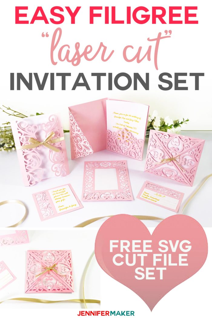 DIY Wedding Invitation Templates - Free and Complete SVG Cut File Set #weddings #cricut #cricutmade #invitations