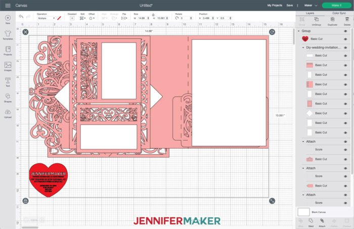 DIY Wedding Invitation SVG Cut File in Cricut Design Space