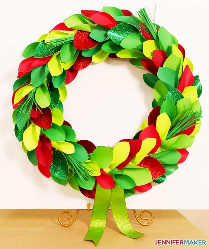 Christmas wreath made from paper