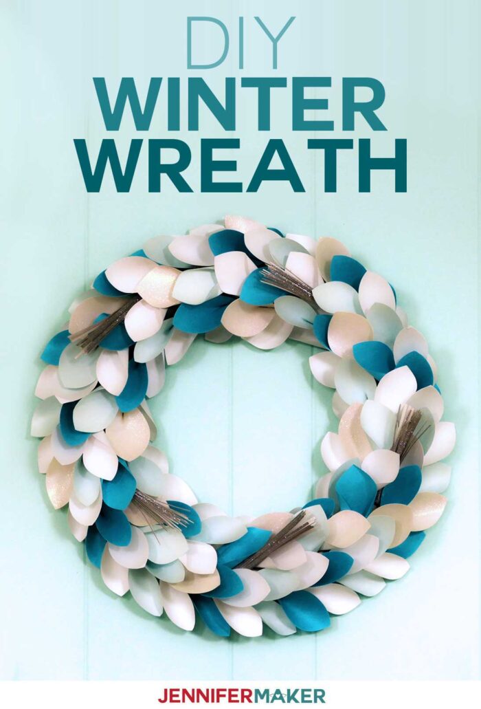 DIY Winter Wreath Made from Paper on a Cricut | Christmas Wreath | DIY Home Decor | #cricut #wreath #christmas