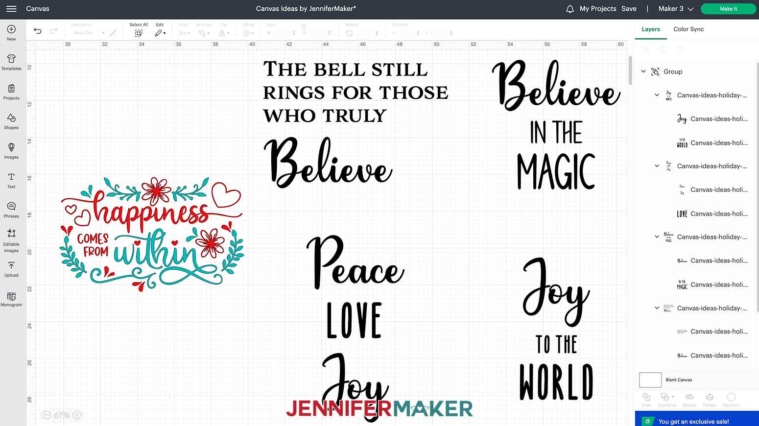 Dollar Tree Canvas Ideas SVGs uploaded on Design Space canvas.