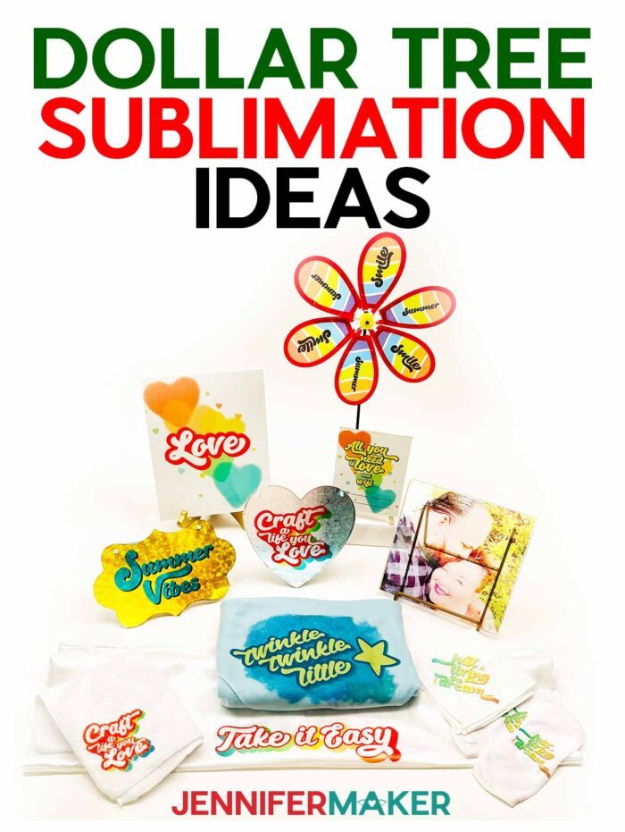 10 Dollar Tree Sublimation Ideas with inexpensive blanks to transfer sublimation printers onto