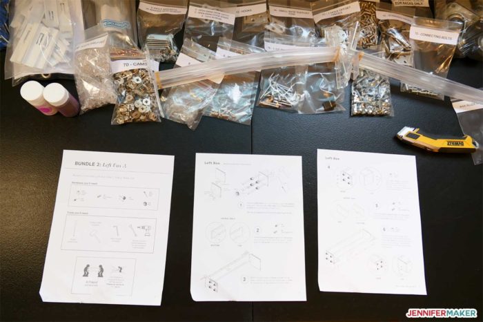 The DreamBox instructions and parts organized on a table for easy access