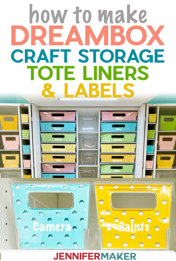 Make Dreambox Storage Tote Liners and Labels with Free SVG Cut Files #craftroom #organization #svgcutfile