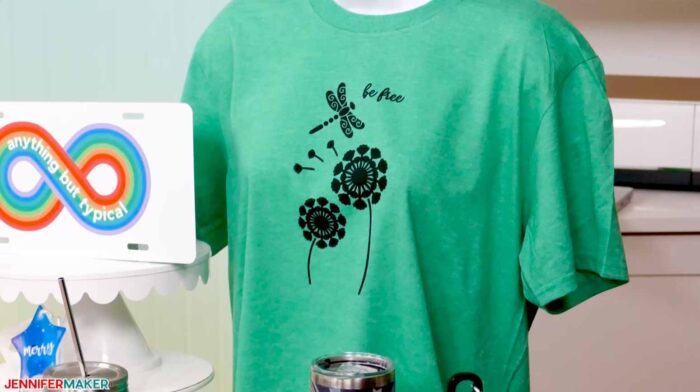 Green polyester-cotton blend shirt with black sublimation ink