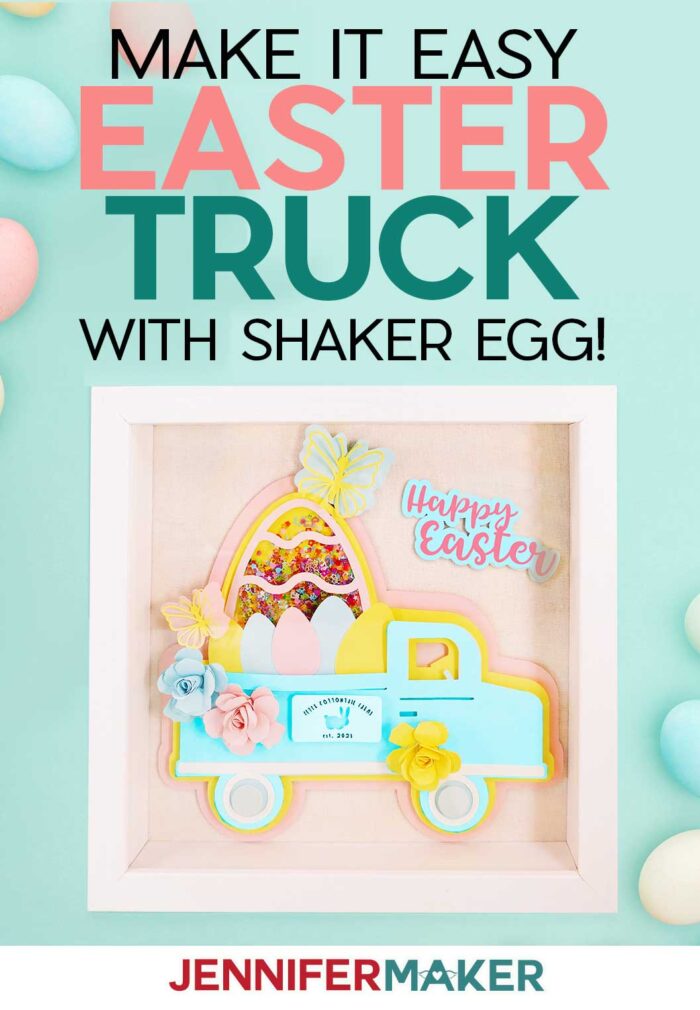 Easter Truck Decor Shadowbox, perfect for Easter #cricut #easter