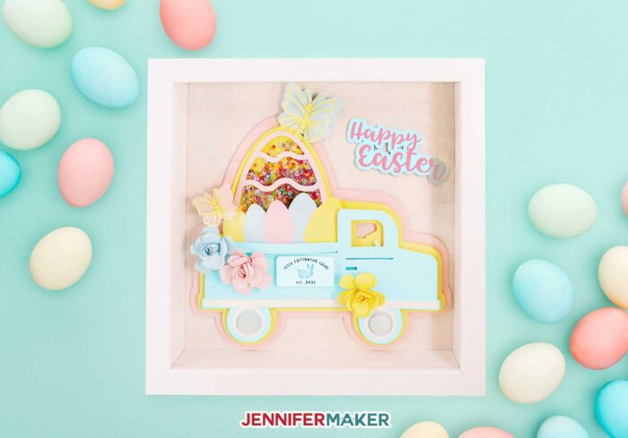 Easter Truck Decor Shadowbox, perfect for Easter #cricut #easter