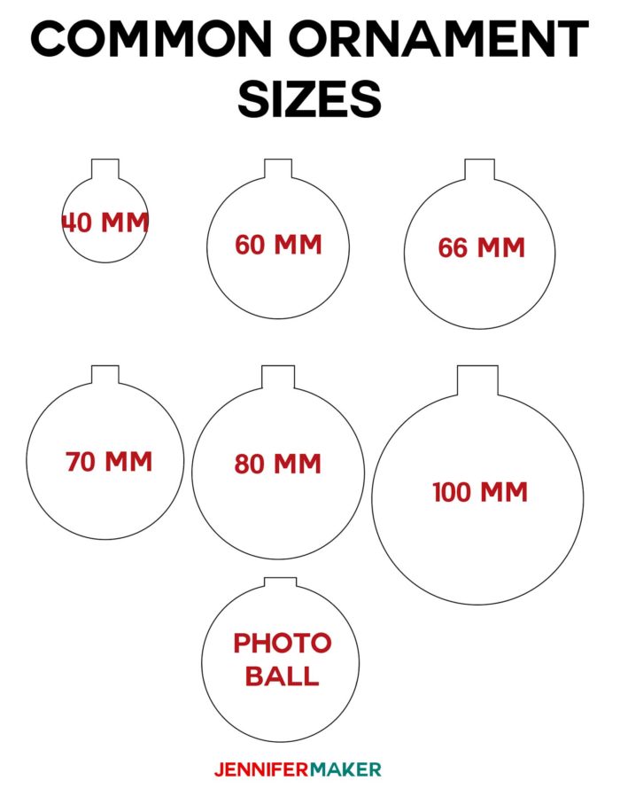 Common Ornament Sizes for my templates to make easy floating ornaments on a Cricut