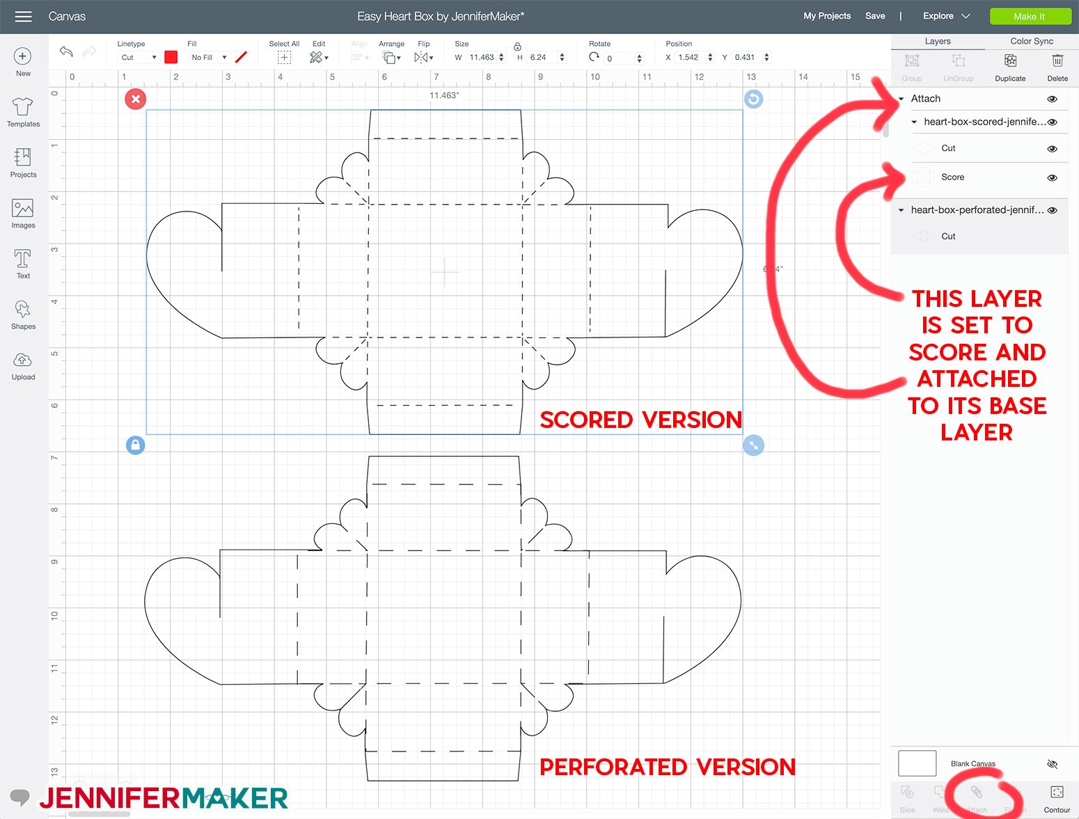 Easy Heart Box SVG Cut File uploaded to Cricut Design Space