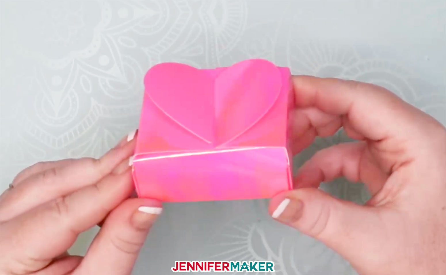 A finished pink paper heart box!