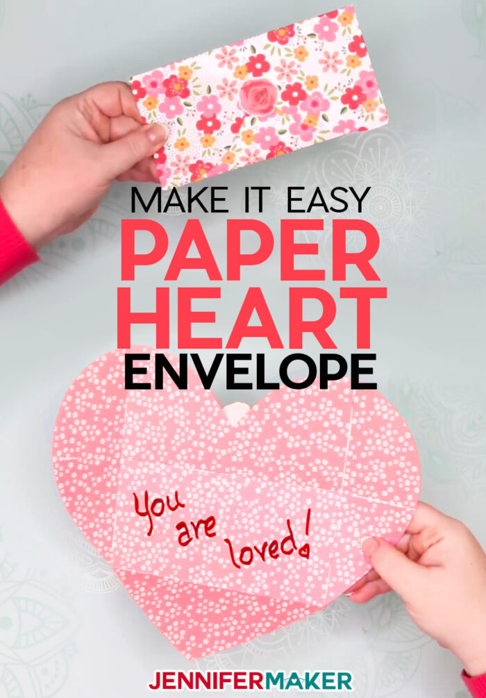 Easy Paper Heart Envelope Card - Free Pattern and SVG Cut File #cricut #heart