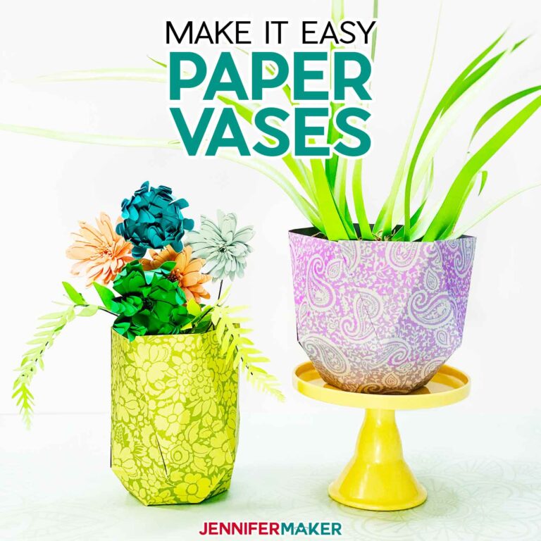 Easy Paper Vases for displaying paper flowers and succulents - free SVG cut file #papercraft #cricut #svgcutfile