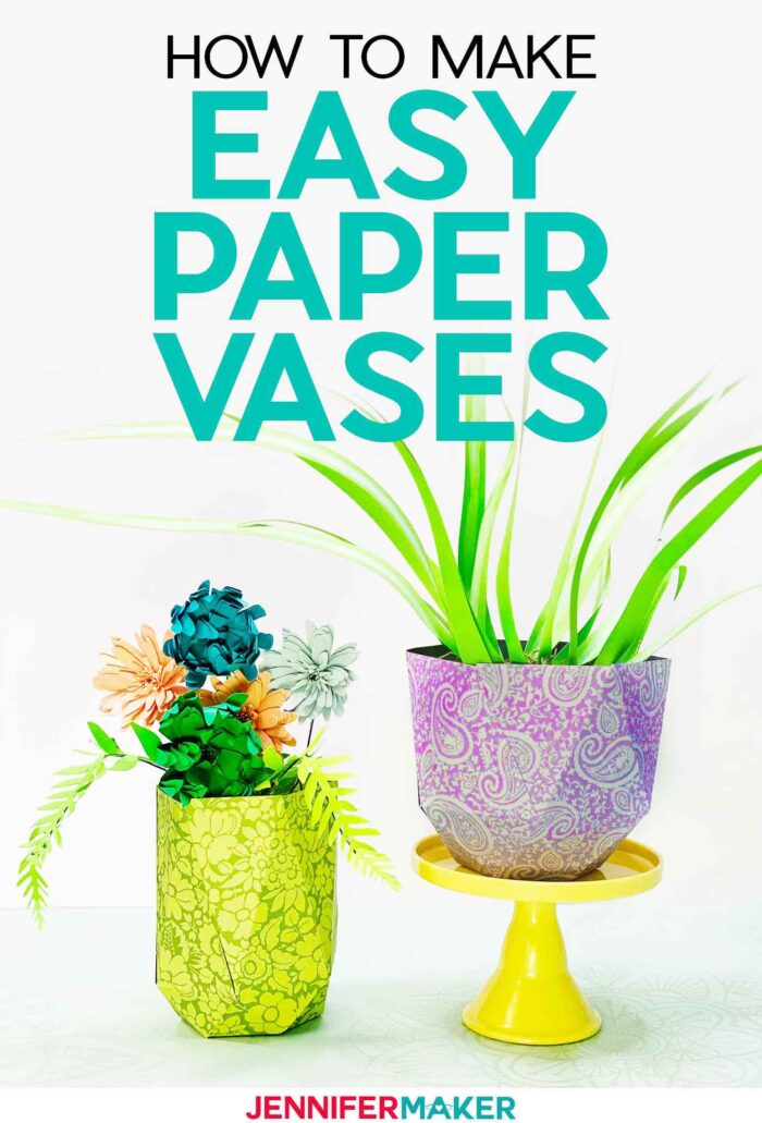 Easy Paper Vases for displaying paper flowers and succulents - free SVG cut file #papercraft #cricut #svgcutfile