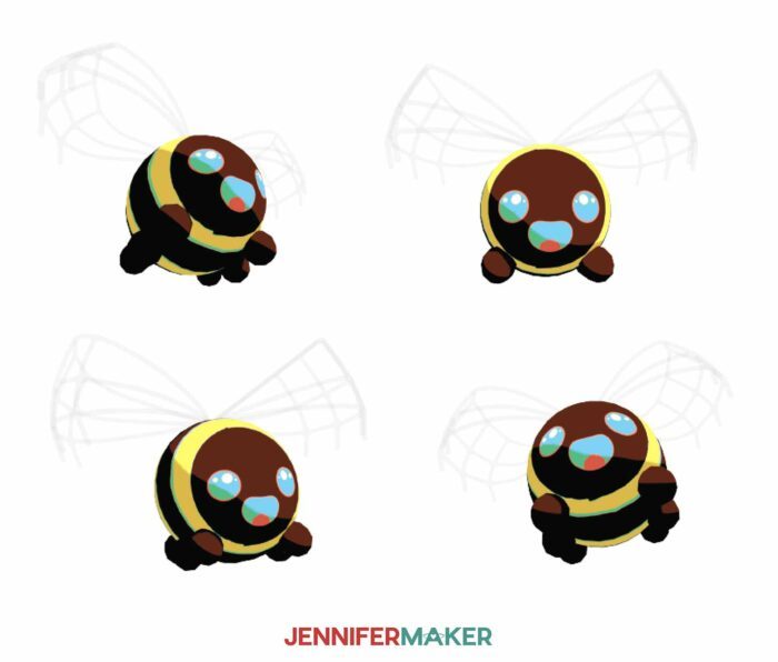 3D bee stickers with cute faces make easy print then cut stickers for the Cricut