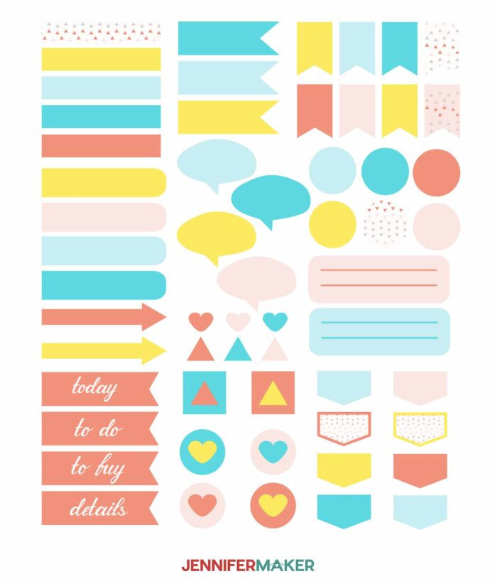 Easy planner stickers for print then cut stickers on a Cricut