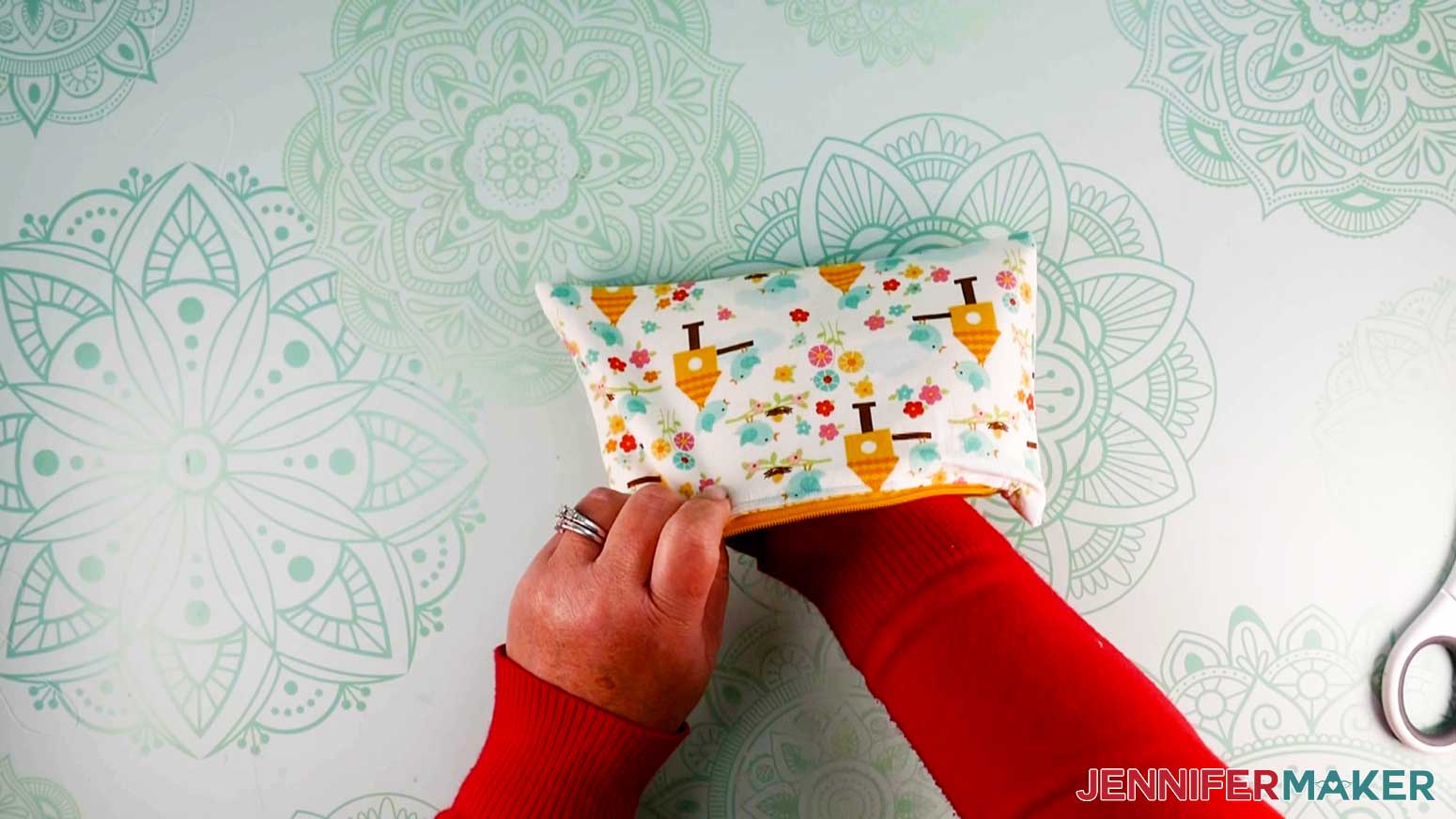 Push the lining back inside my easy zipper pouch