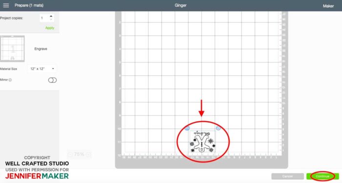 Preparing your design in Cricut Design Space for engraving