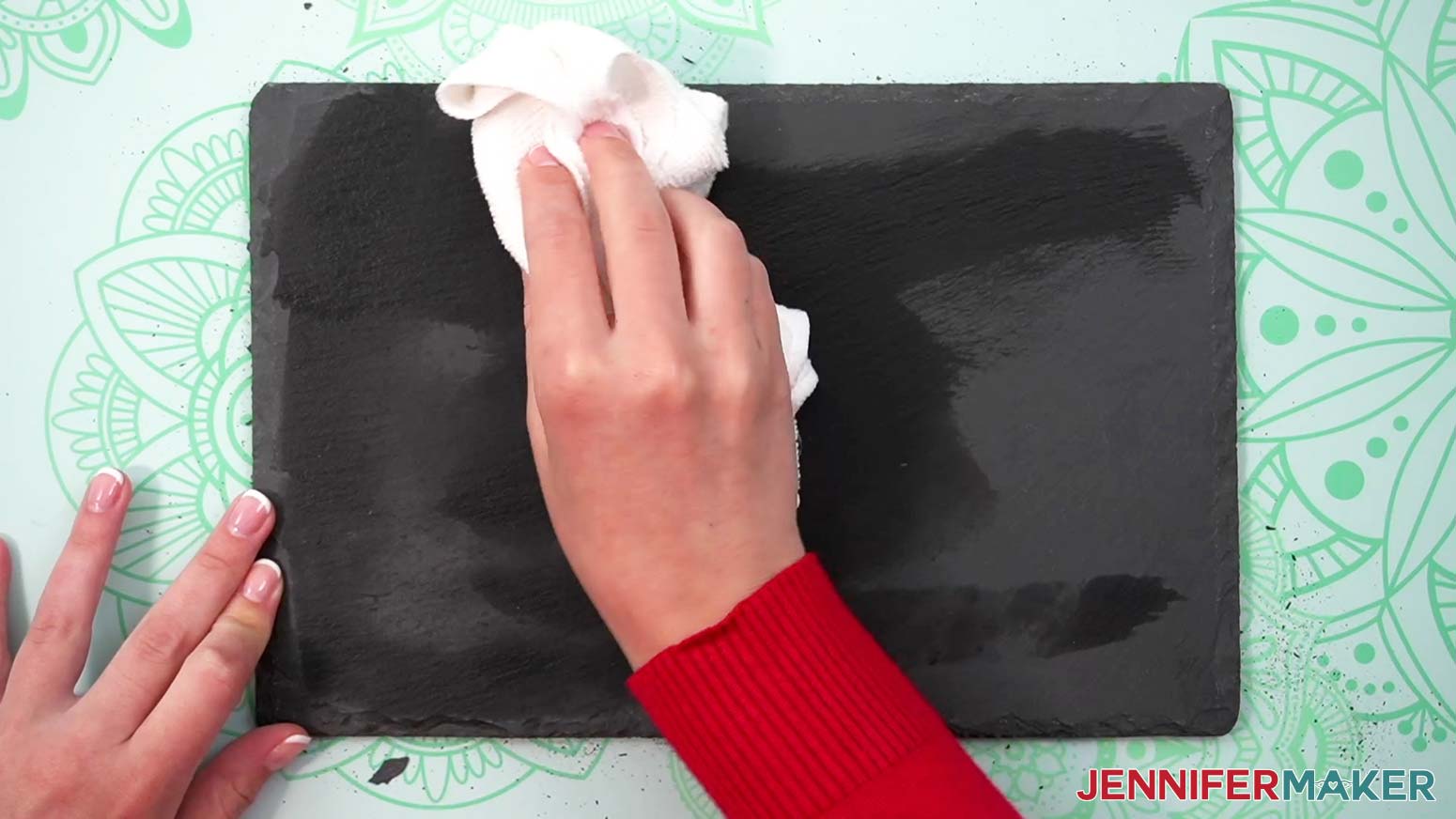 Clean the slate cheeseboard with alcohol and a soft cloth before etching it.