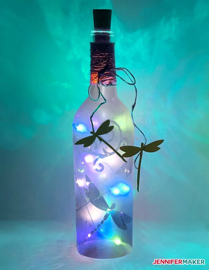 dragonfly wine art bottle