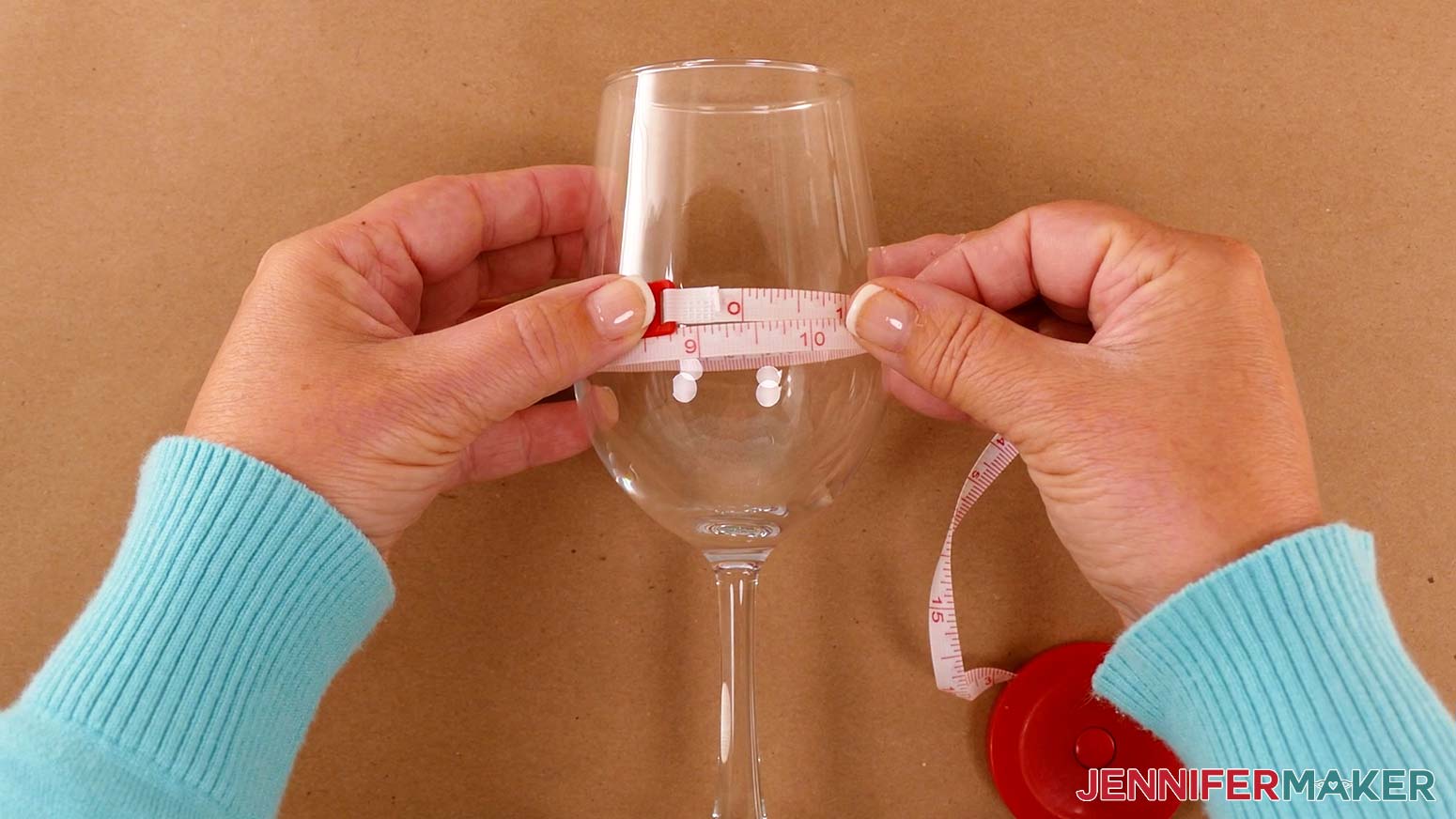 Measure the circumference of your wine glass with measuring tape to determine the width of your design. The glasses I used are about 9.5 inches in circumference at the widest point.
