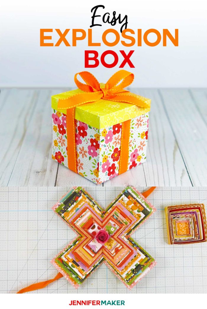 Make an Easy Explosion Box Card with this Tutorial and Free Template and SVG Cut File #papercrafts #cricut #cardmaking #cricutmade