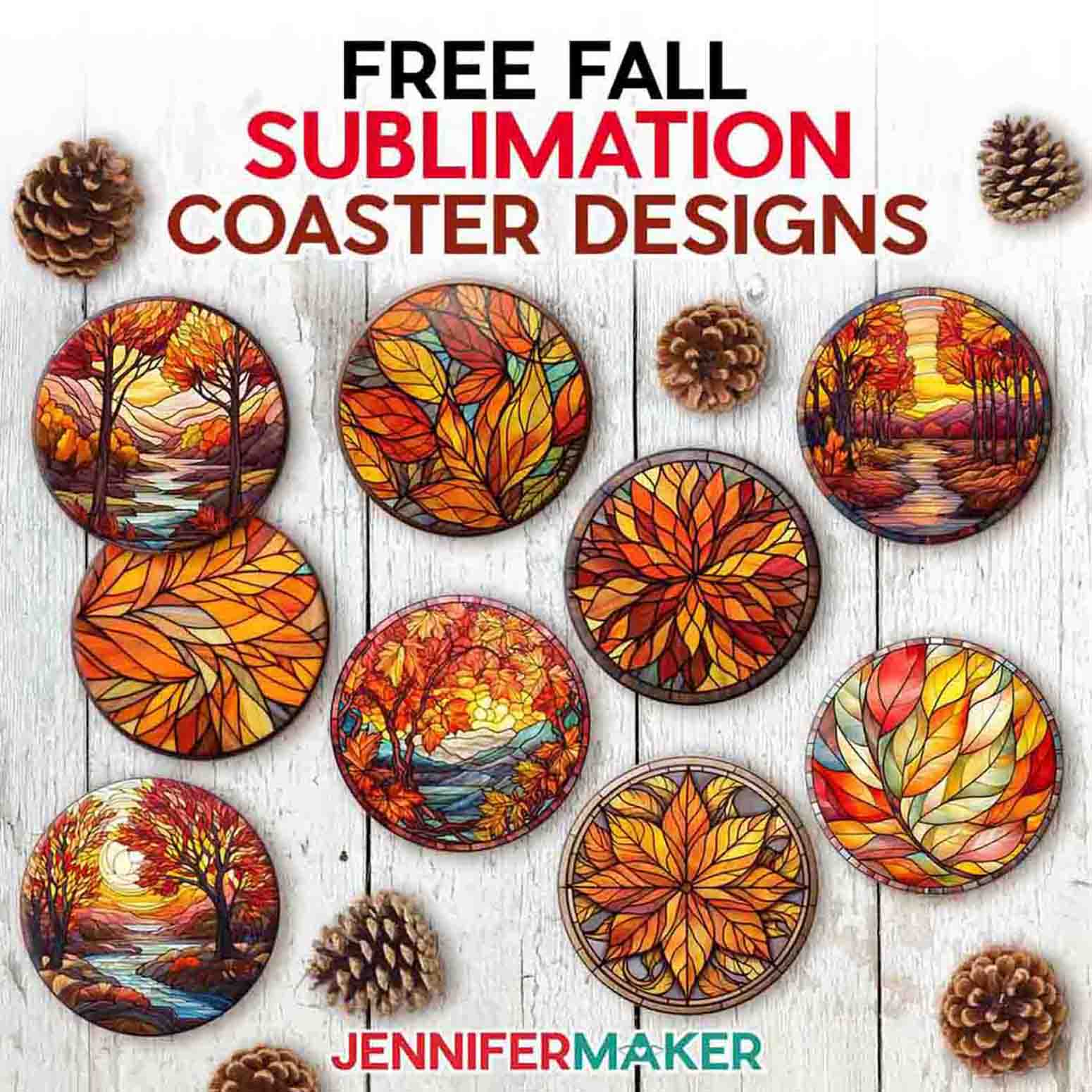 Fall Sublimation Coaster Designs – Free PNG Collection!