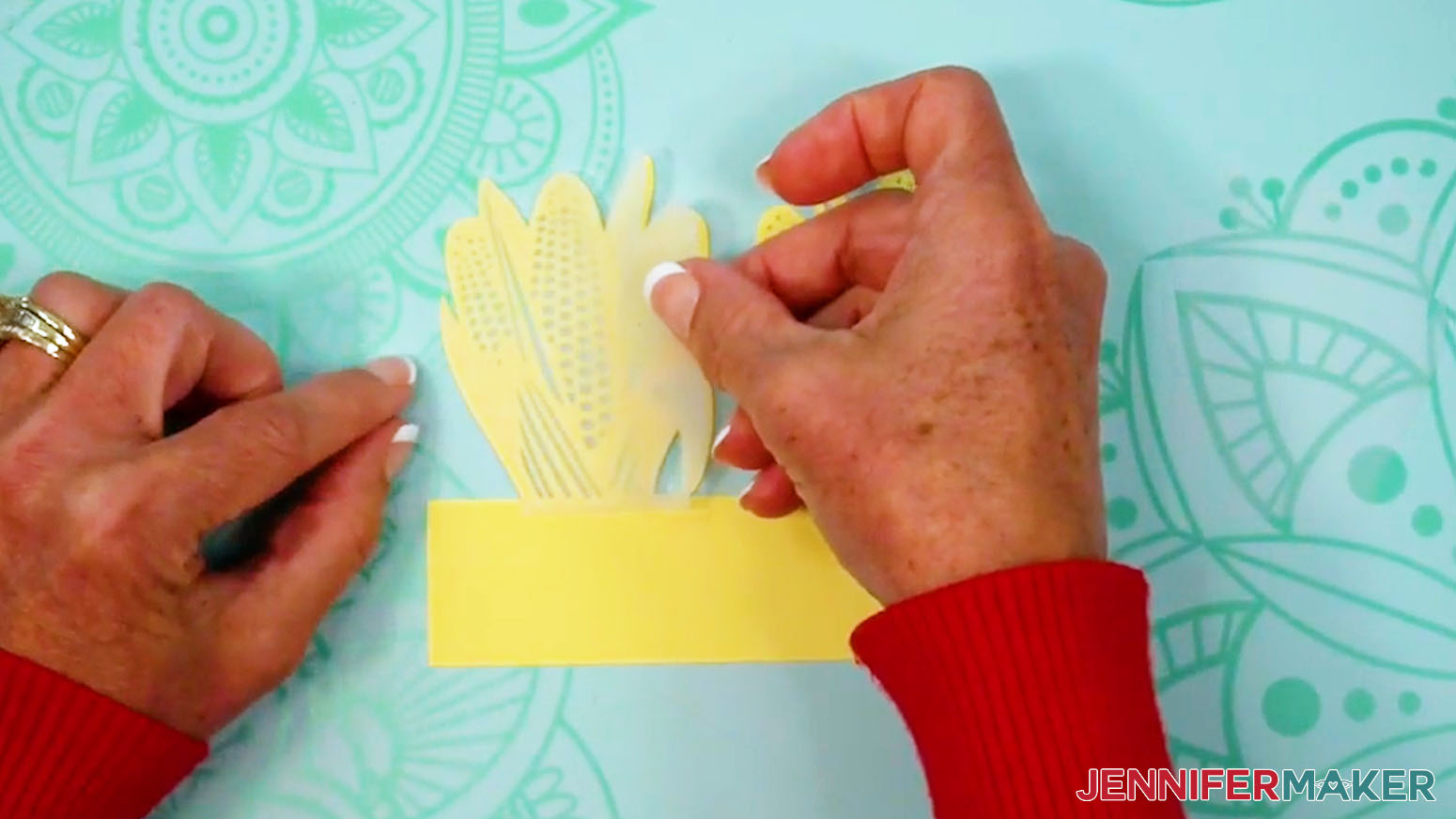 Glue the vellum into place on the Fall Tea Light Holder.