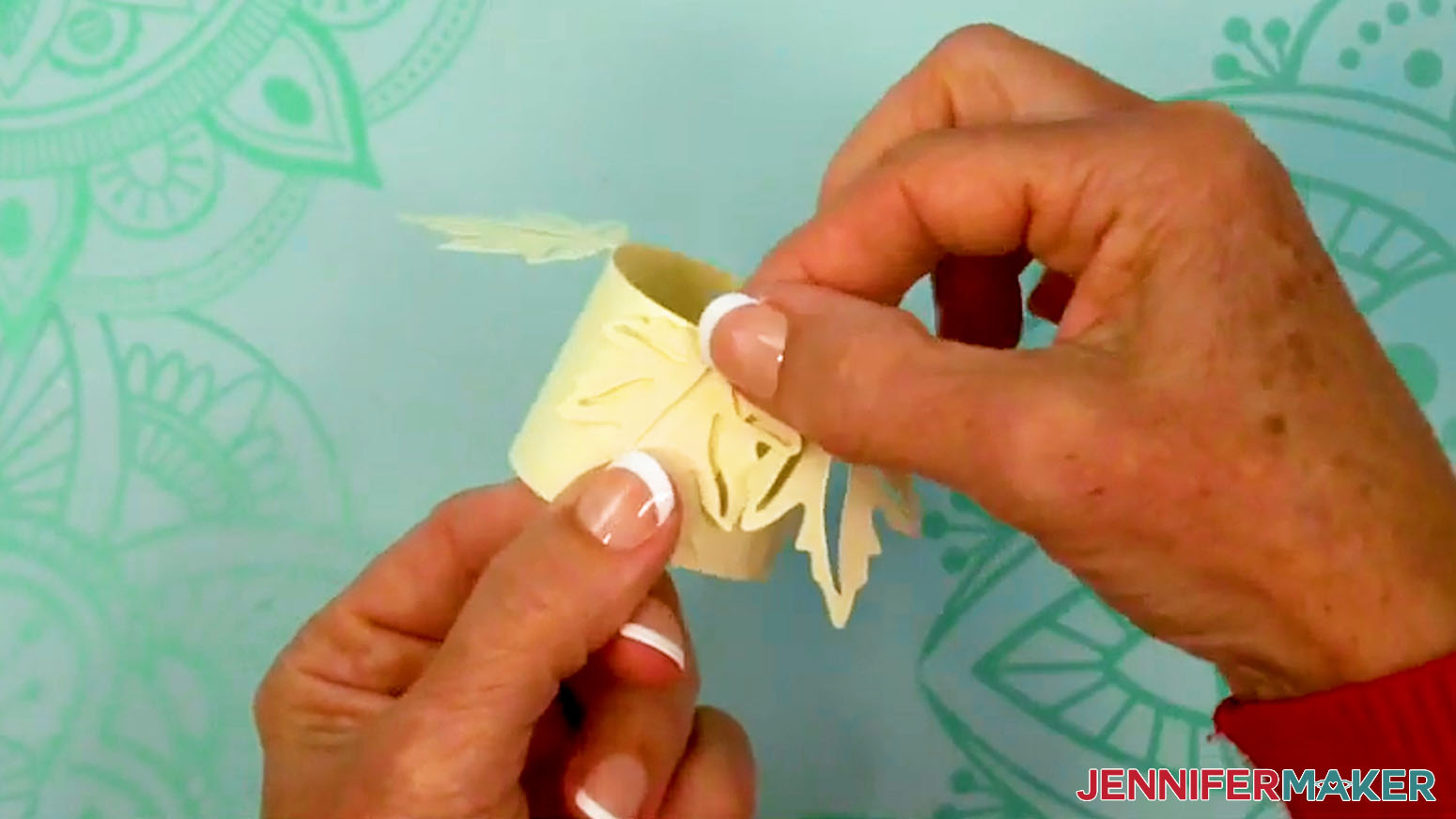 Fold the leaves of the Fall Tea Light Holder's outermost ring down.