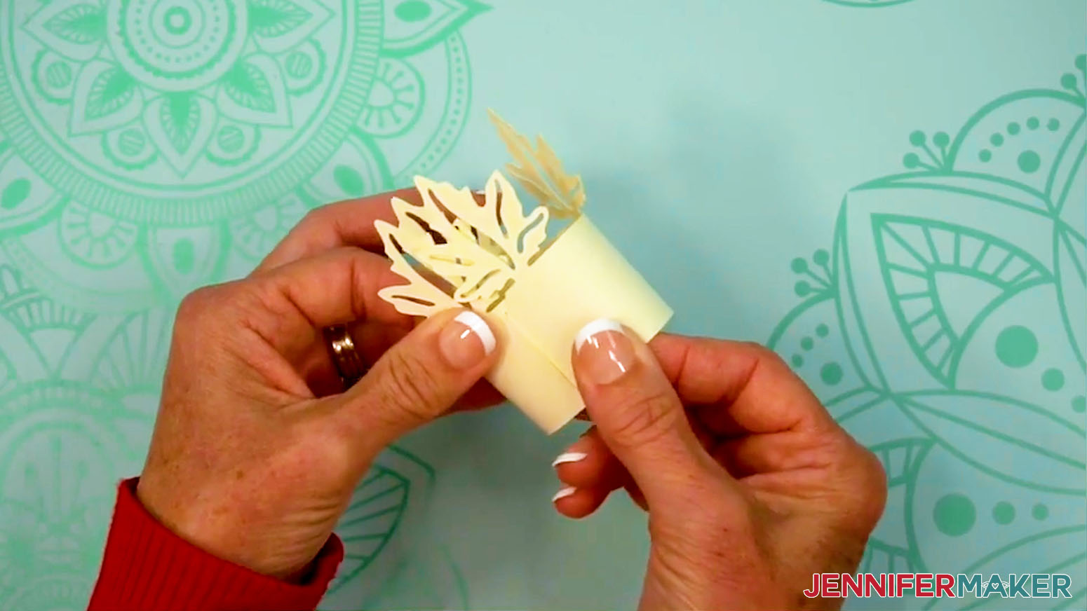 Form the outer ring of the Fall Tea Light Holder by inserting the tab into the slot.